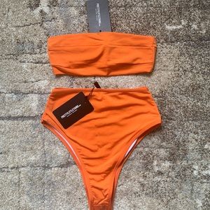 Pretty Little Thing Orange Bandeau Bikini Set